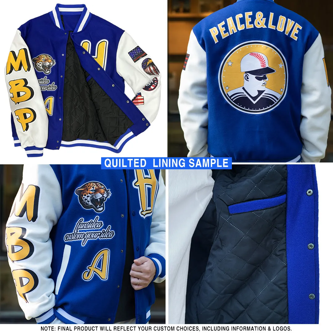 Custom Red Kelly Green-White Christmas Dog Wearing Santa Claus Costume 3D Bomber Full-Snap Varsity Letterman Jacket