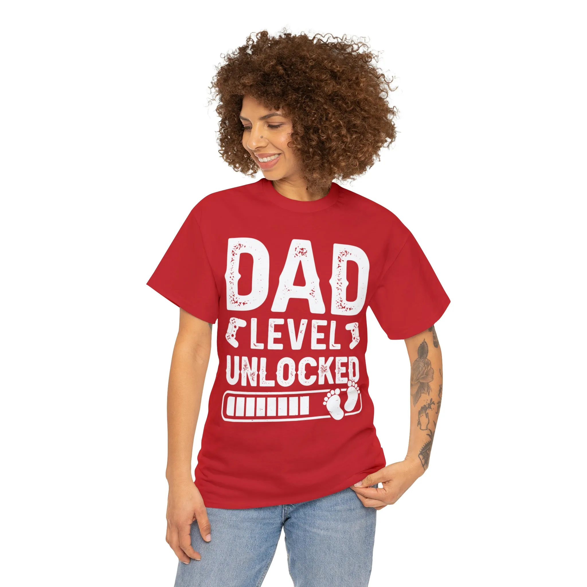 Dad Level Unlocked - Unisex Heavy Cotton Tee