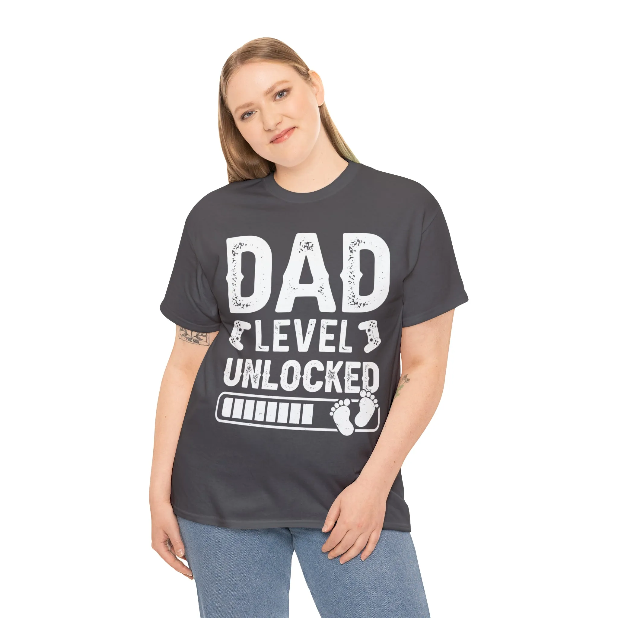 Dad Level Unlocked - Unisex Heavy Cotton Tee