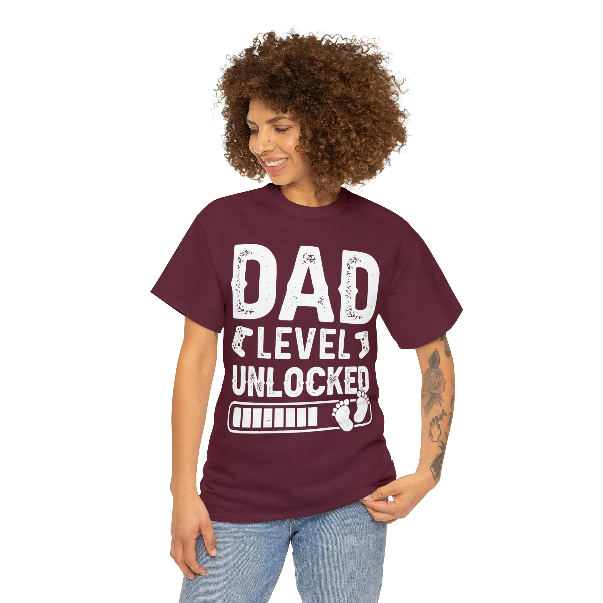 Dad Level Unlocked - Unisex Heavy Cotton Tee