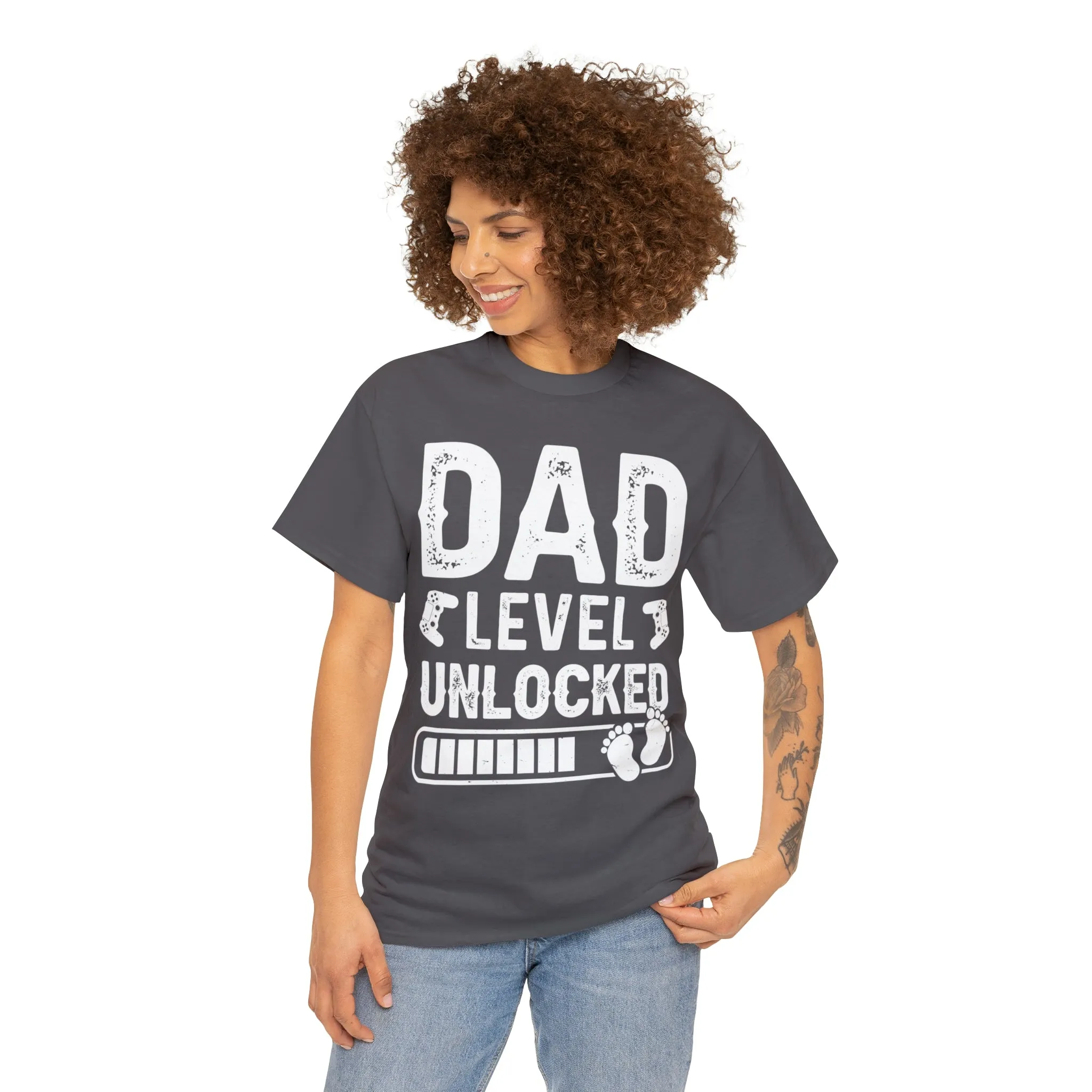 Dad Level Unlocked - Unisex Heavy Cotton Tee