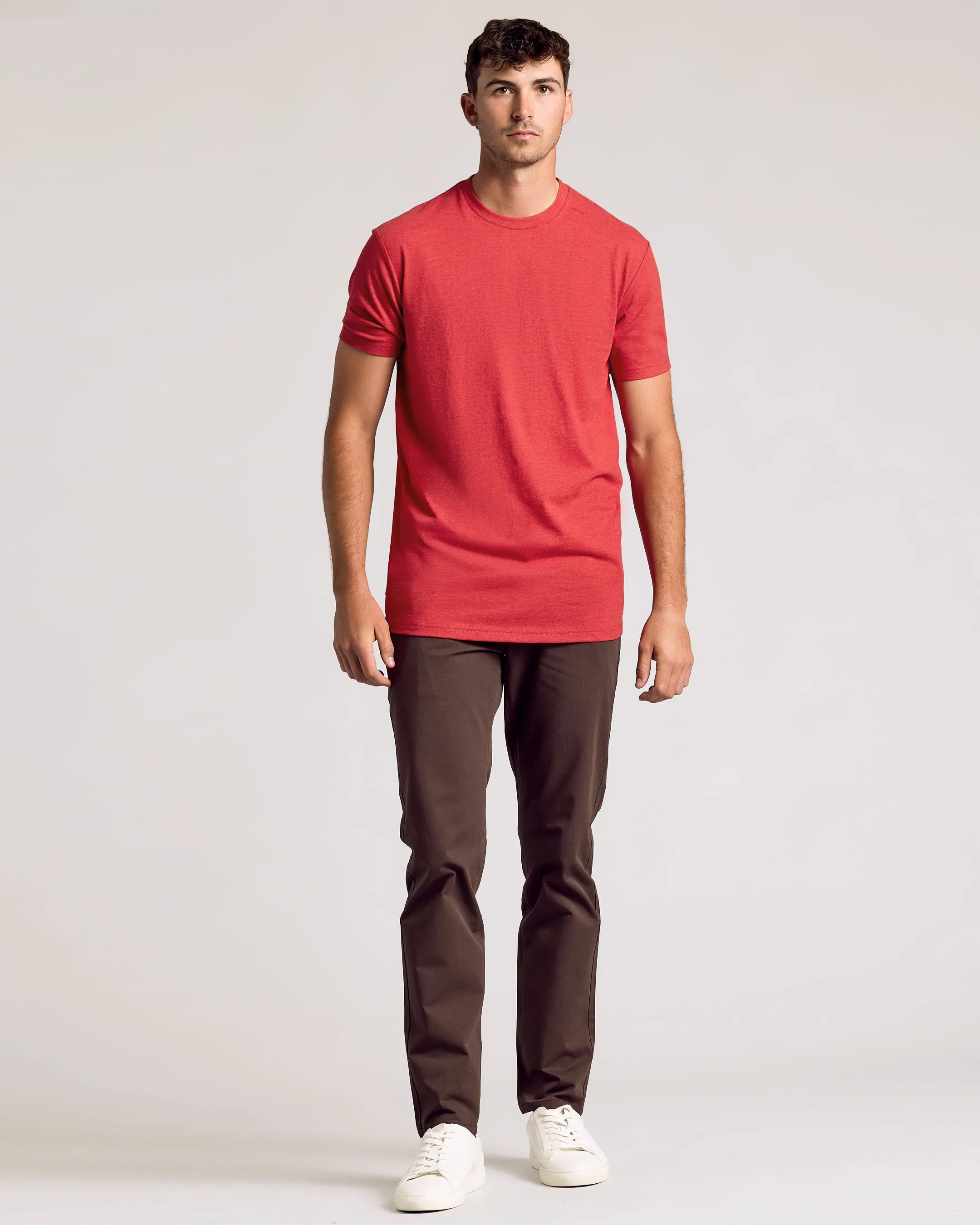 Dark Heather Lava Tall Straight Hem Crew Neck T-Shirt