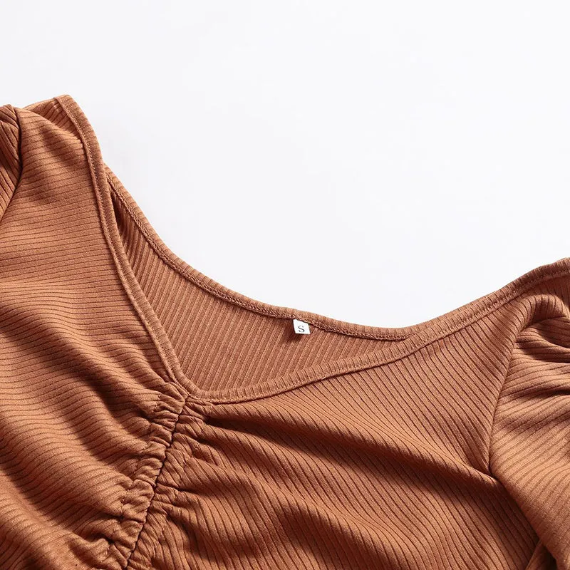 Deep V-neck Long Sleeve Drawstring Sexy Strapless Dress