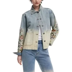 Desigual Women's Floral Cotton Jacket in Blue