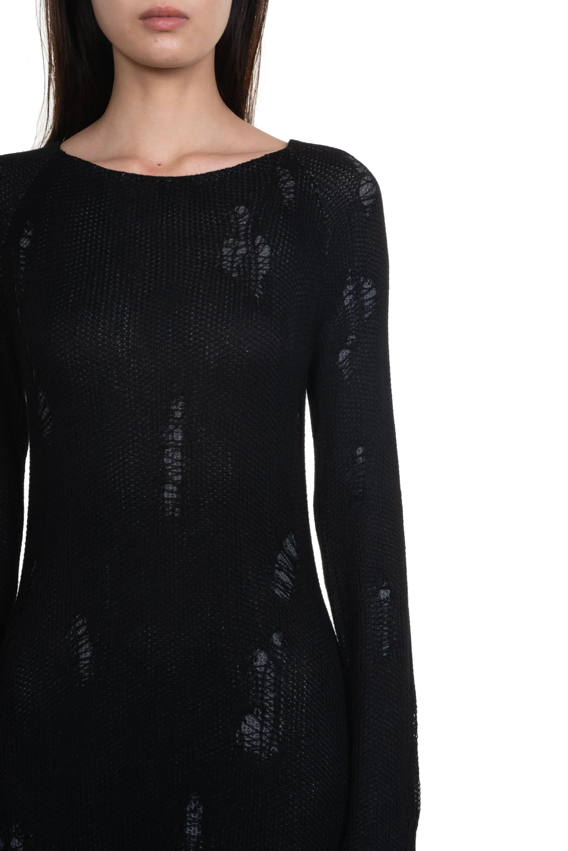 Destroyed Knit Dress Black
