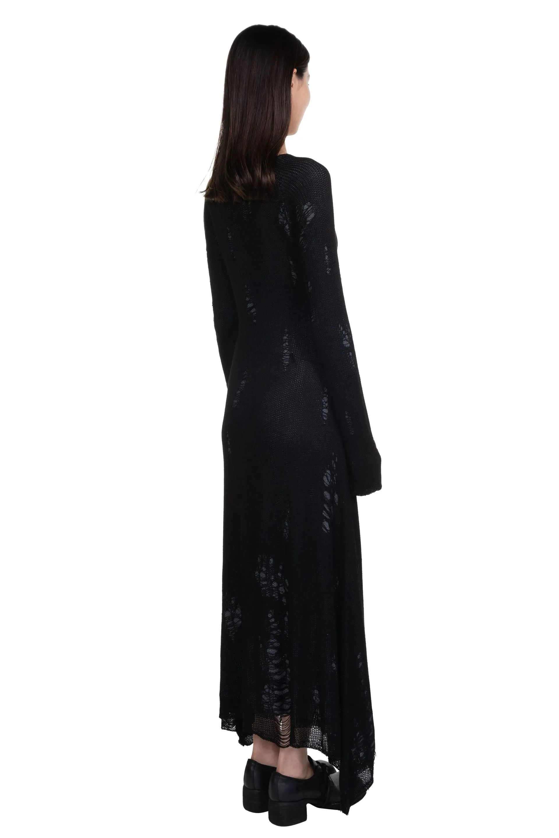 Destroyed Knit Dress Black