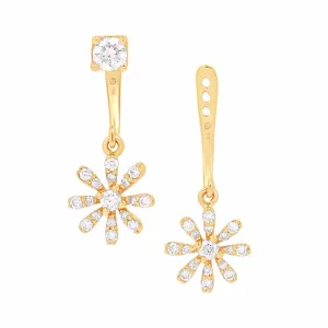 Diamond Flower Ear Jackets & Studs