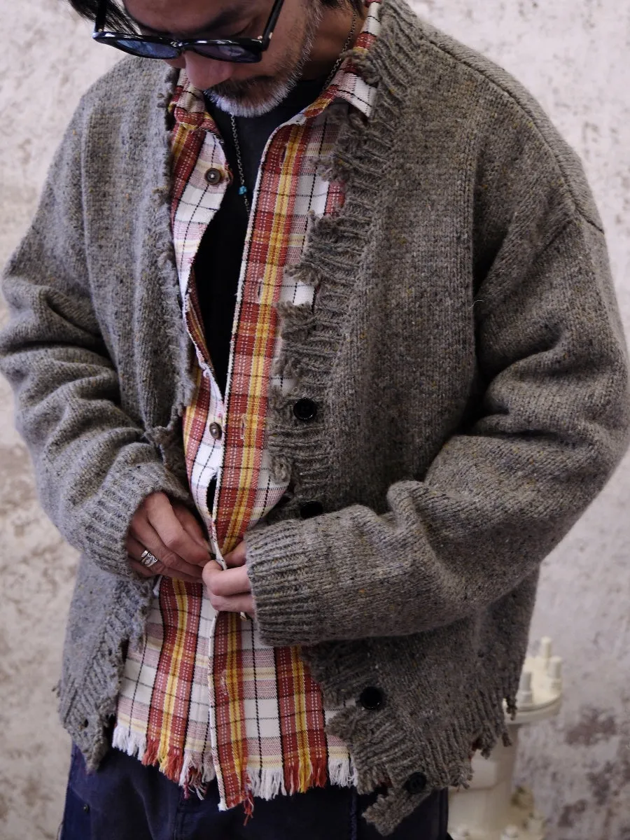 Distressed Wool Cardigan