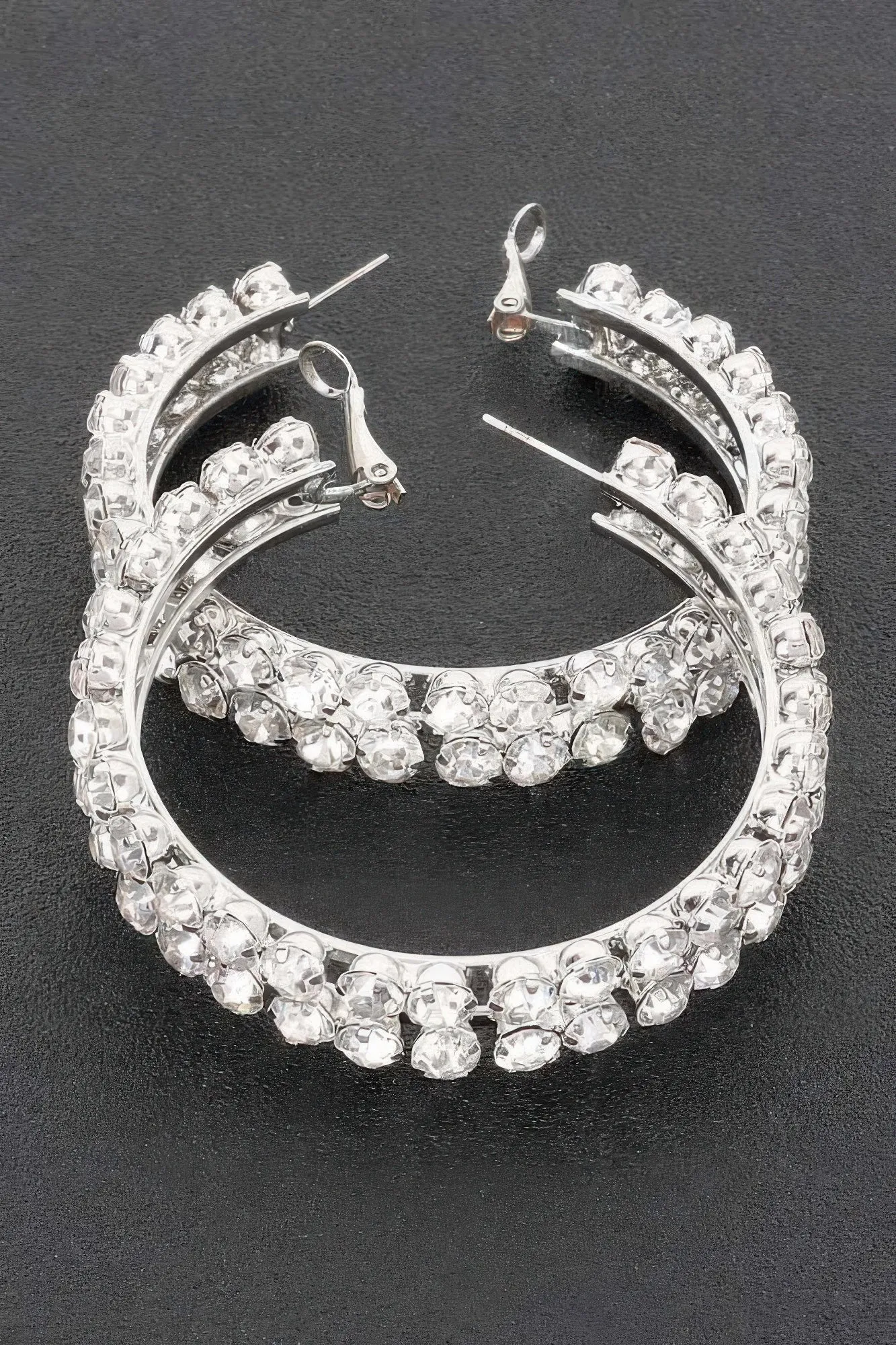Double Layered Rhinestones Hoops