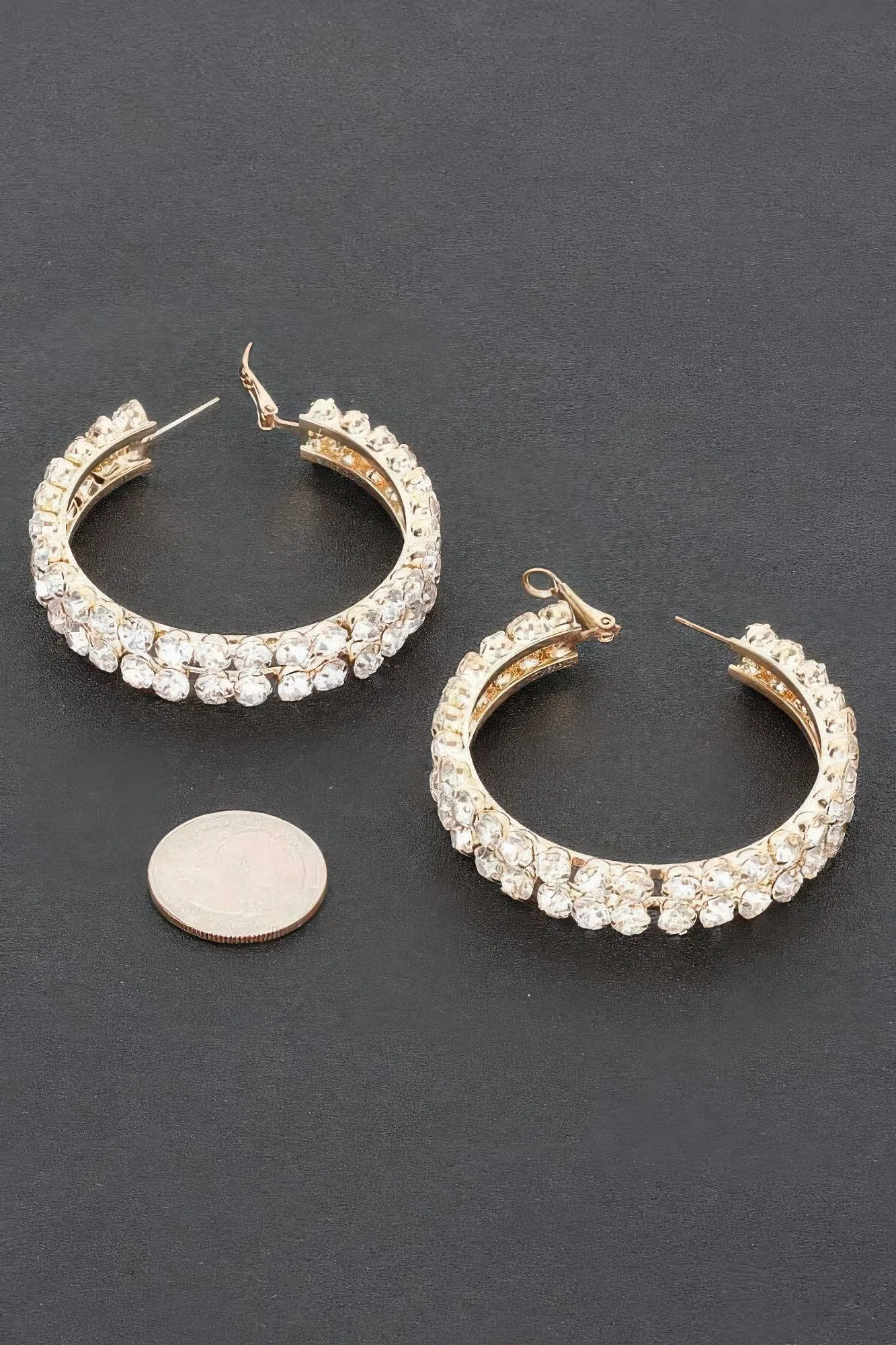 Double Layered Rhinestones Hoops