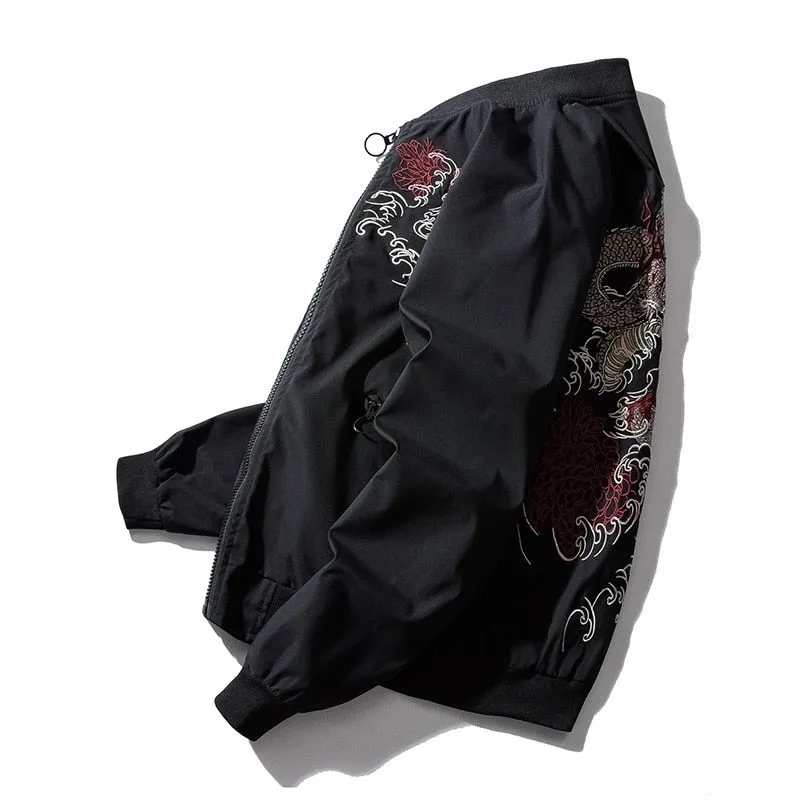 Dragon Embroidered Pilot Bomber Jacket