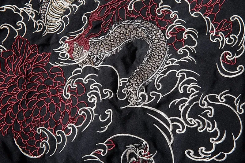 Dragon Embroidered Pilot Bomber Jacket