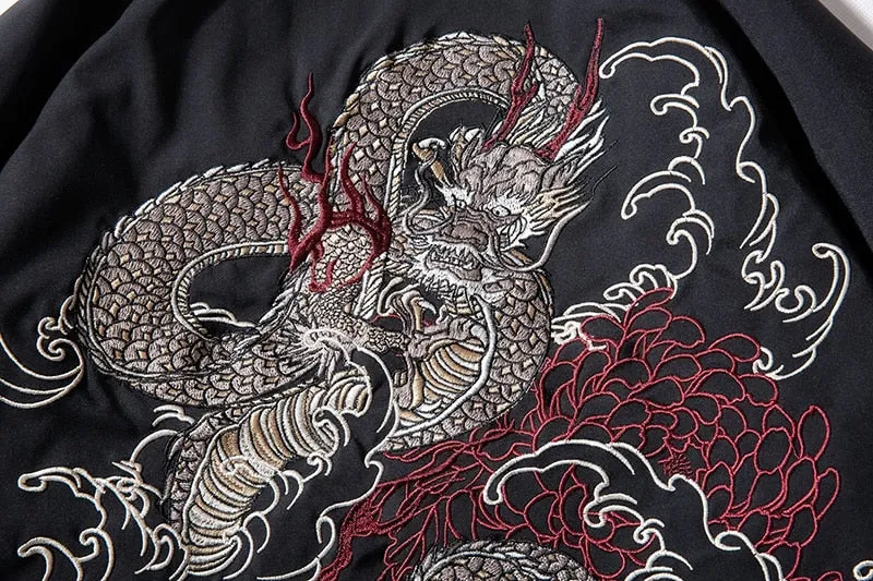 Dragon Embroidered Pilot Bomber Jacket