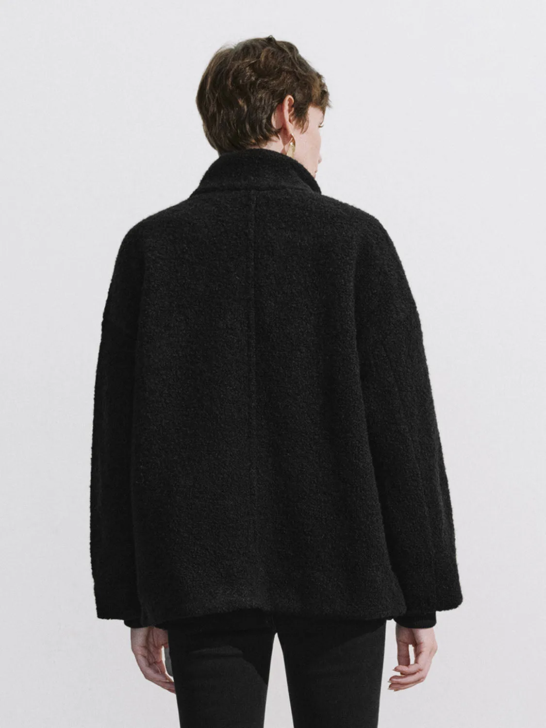 Drop Shoulder Sleeve Fleece Jackets