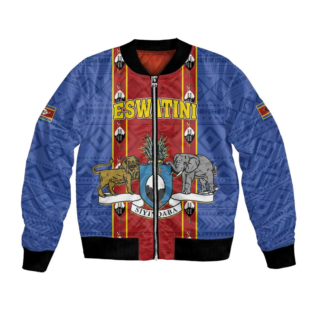 Eswatini African Pattern Bomber Jacket Swaziland Shield Siyinqaba LT01