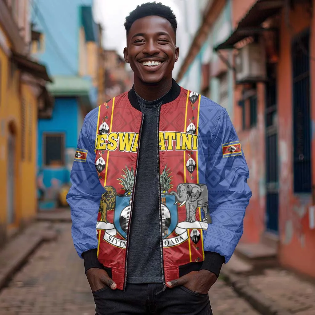 Eswatini African Pattern Bomber Jacket Swaziland Shield Siyinqaba LT01
