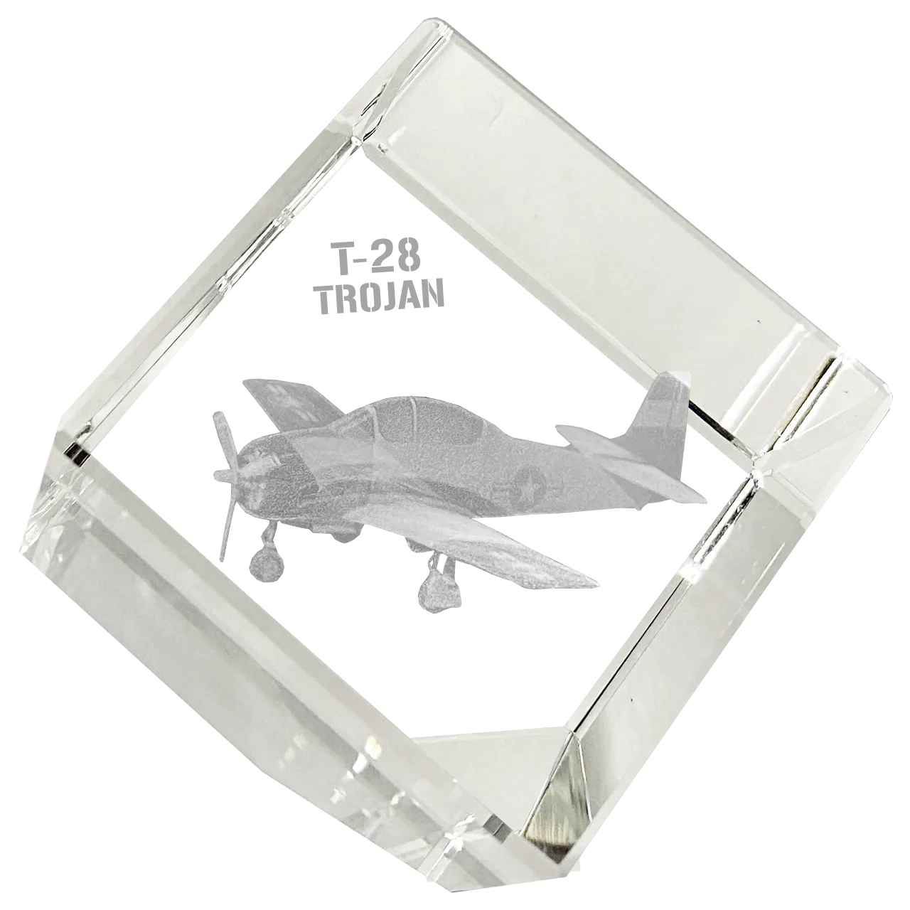 Etched Memory T-28 Trojan 3D Diamond Cube