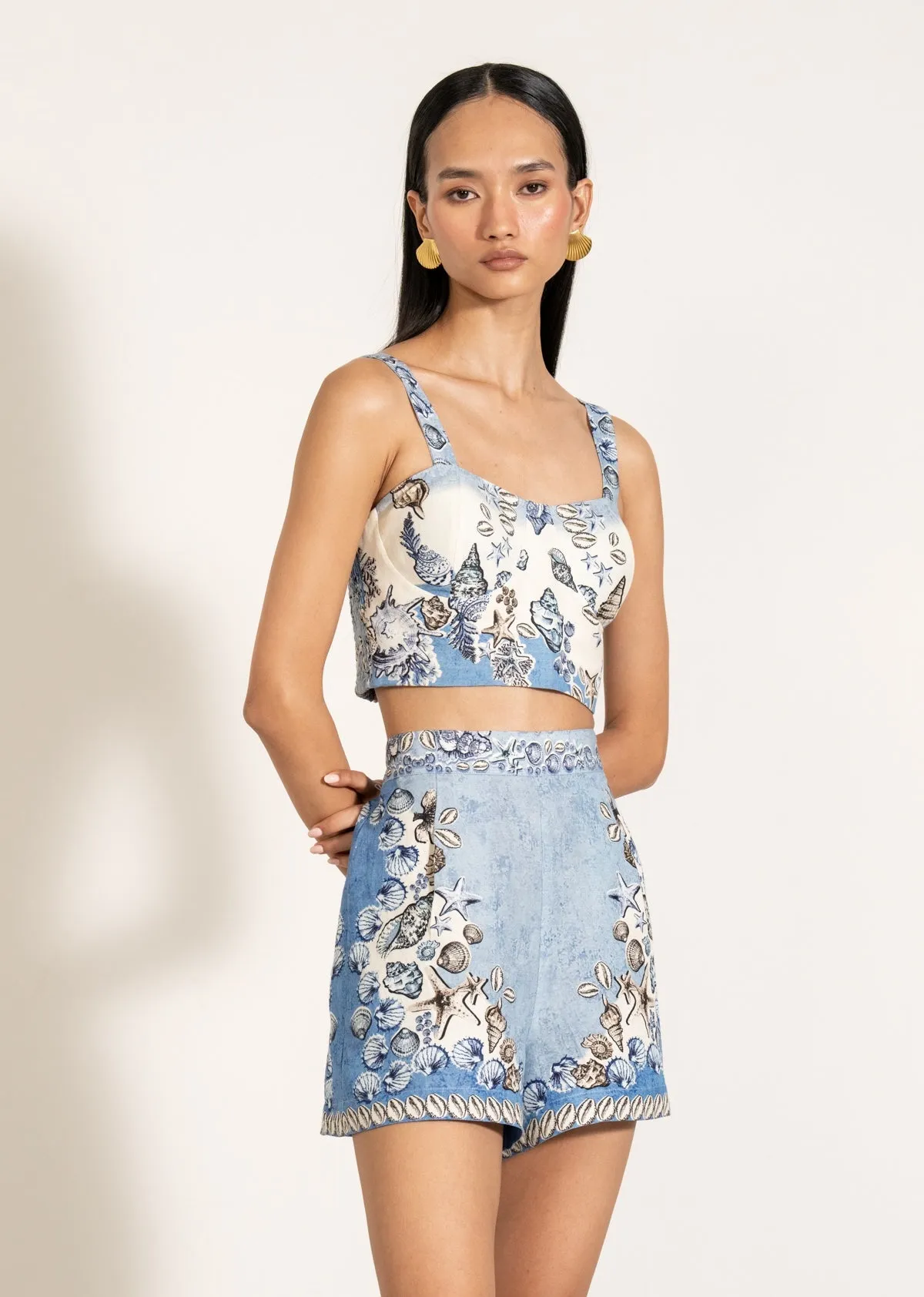 Fleur blue shorts and bustier