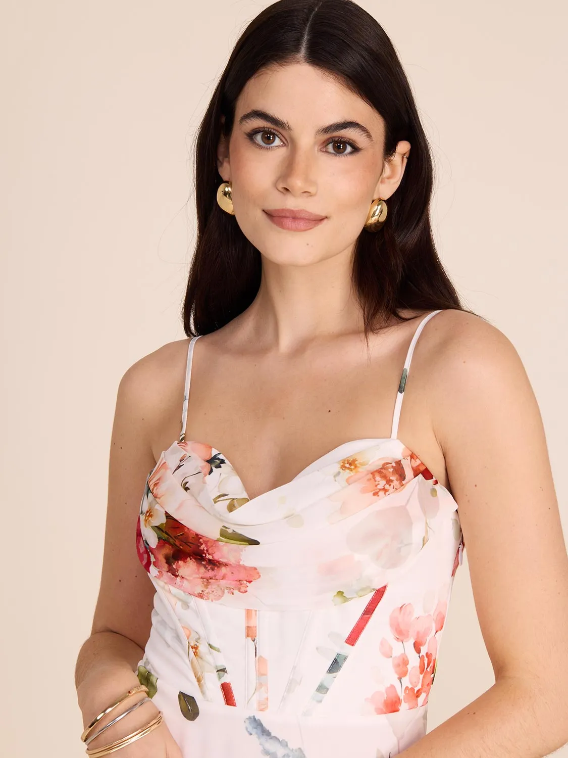 Floral Fit & Flare Bustier Midi Dress