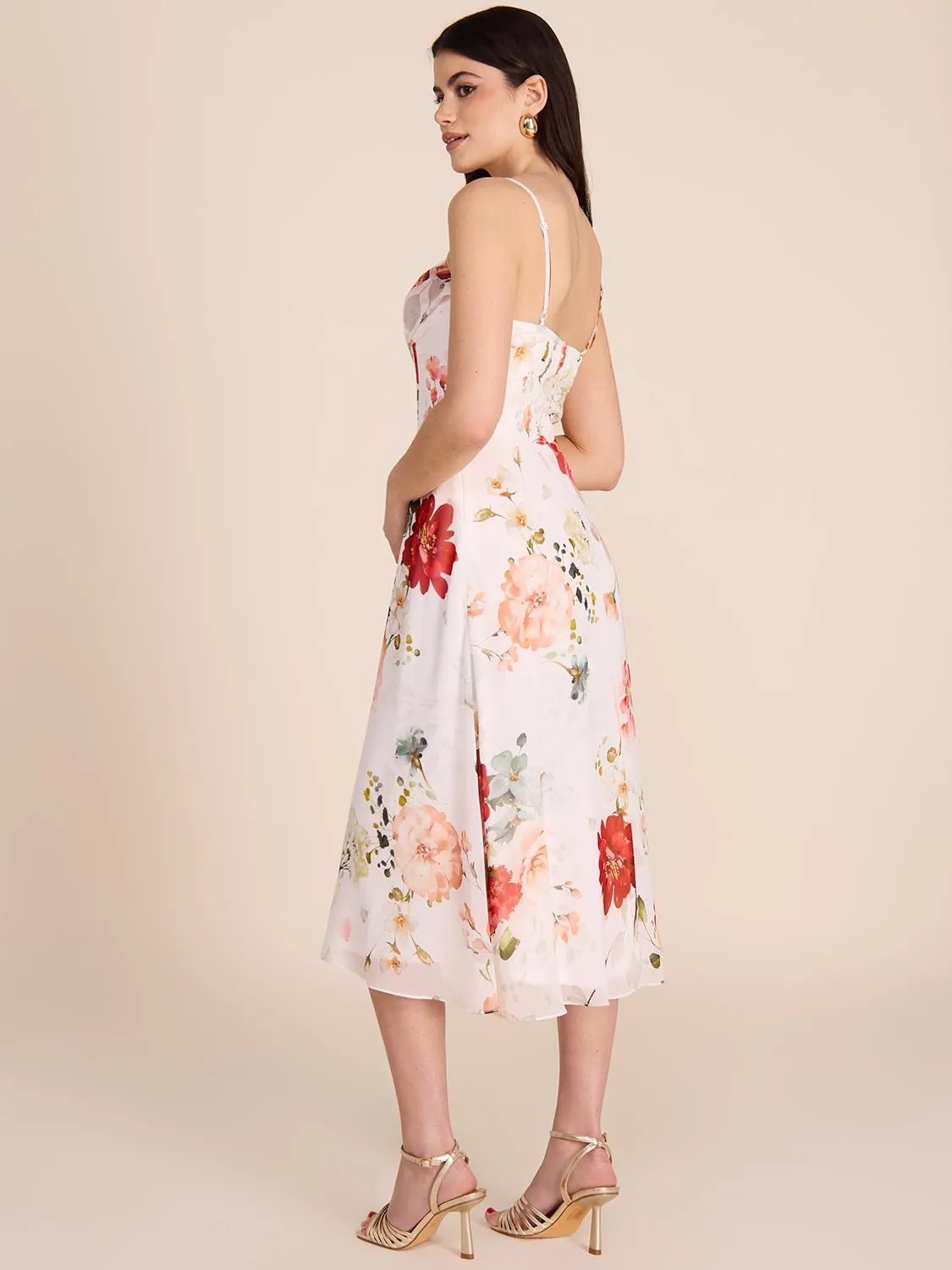 Floral Fit & Flare Bustier Midi Dress