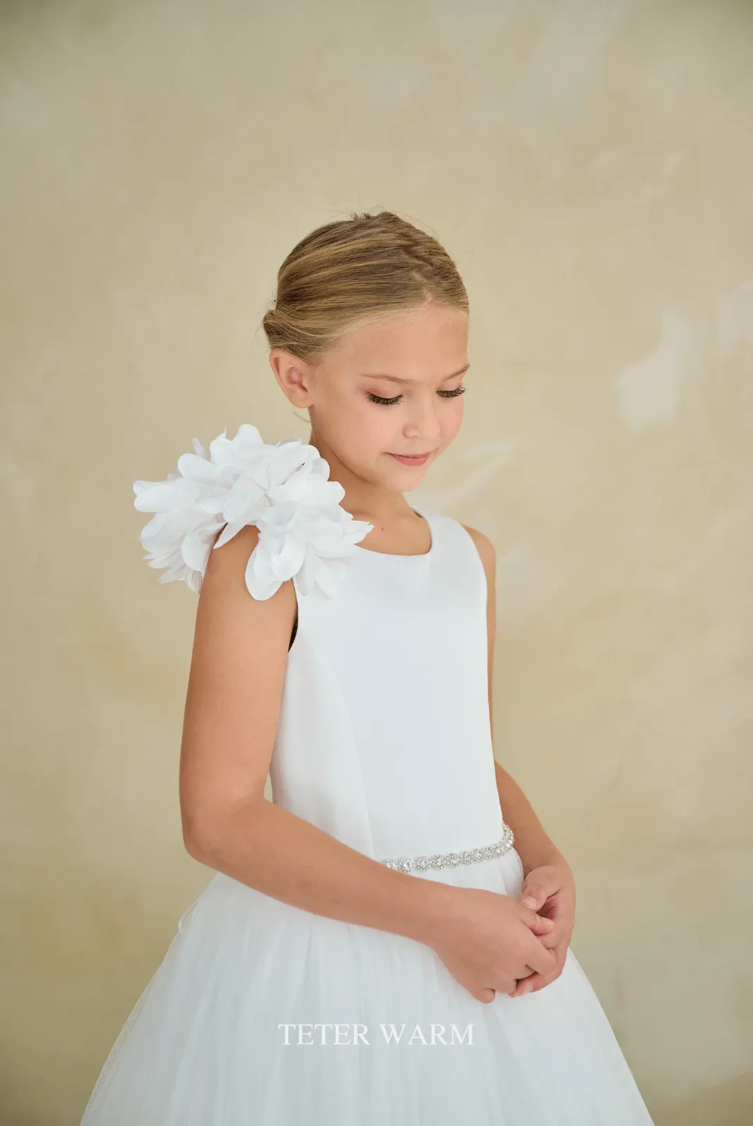 Floral Shoulder Tulle Dress ES102