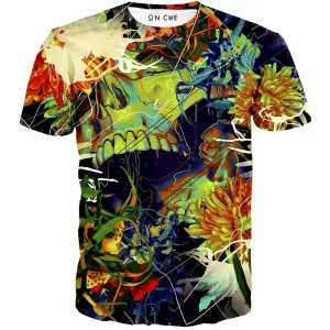 Floral Skull Green T-Shirt