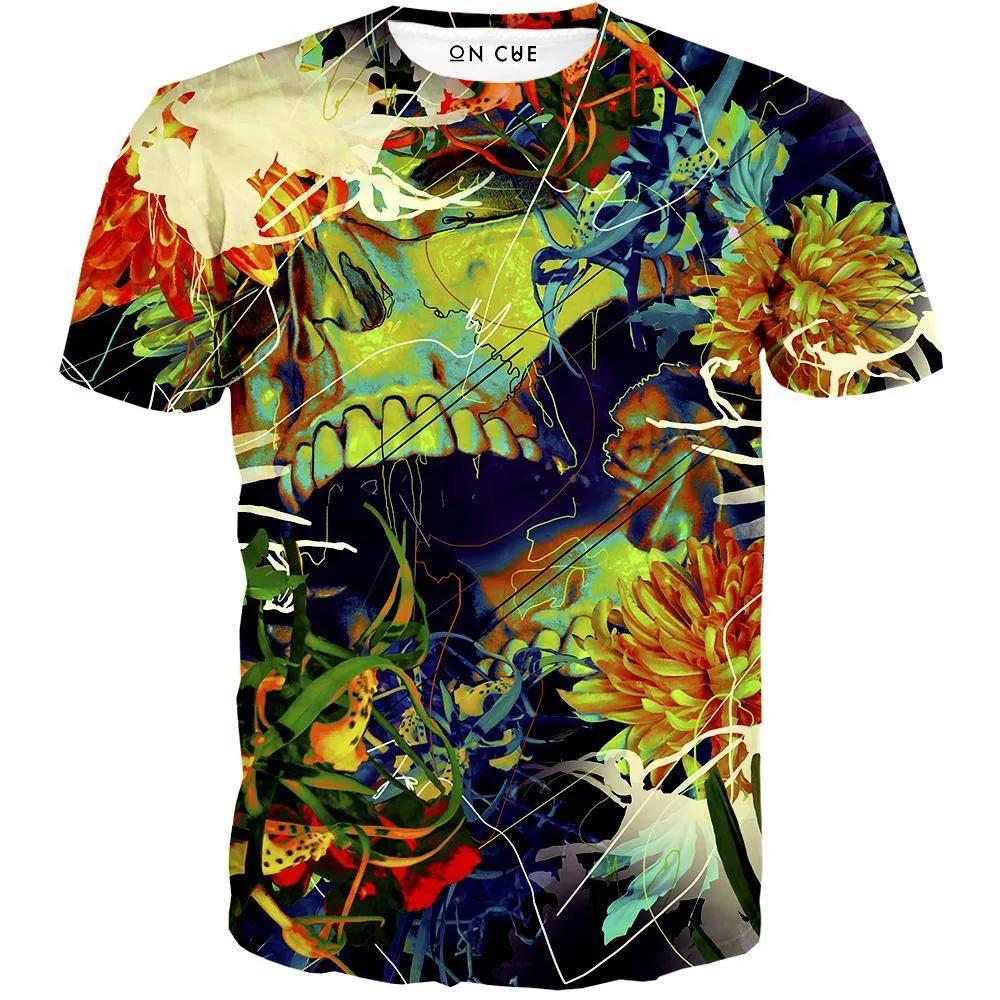 Floral Skull Green T-Shirt