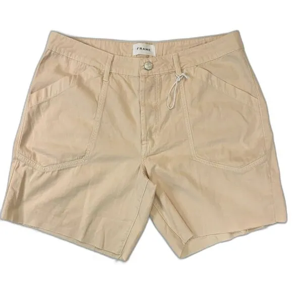 Frame Womens Shorts Size 31 - US 12 Le Super High Short Raw Hem Washed Nude Pink