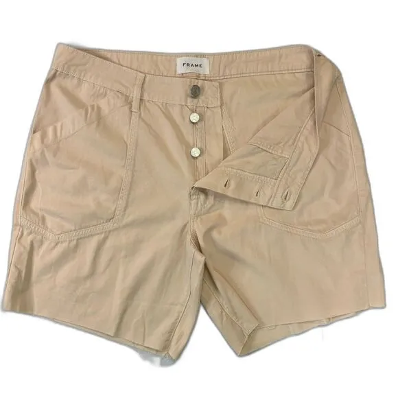 Frame Womens Shorts Size 31 - US 12 Le Super High Short Raw Hem Washed Nude Pink