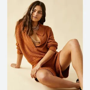 Free people rust Carter sweater shorts set size XS