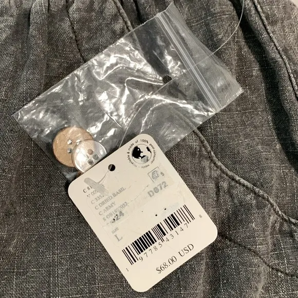FREE PEOPLE Westmoreland Linen Pull-On Shorts Dried Basil NWT