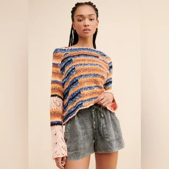 FREE PEOPLE Westmoreland Linen Pull-On Shorts Dried Basil NWT