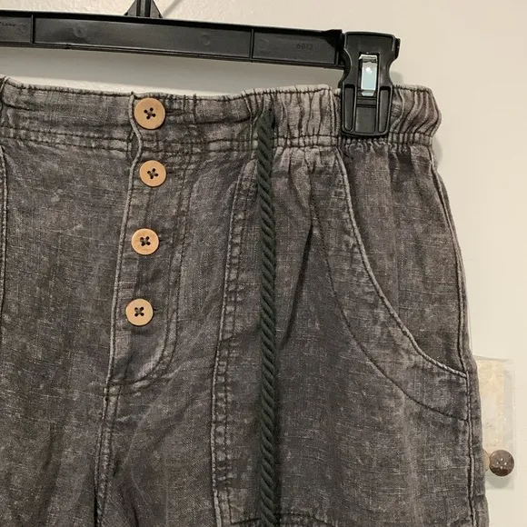 FREE PEOPLE Westmoreland Linen Pull-On Shorts Dried Basil NWT