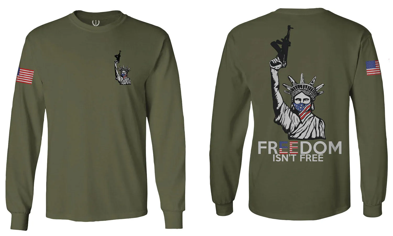 Front and Back Freedom Isn't Free Grunt 2nd Amendment Ammendment Guns Second mens Long sleeve t shirt