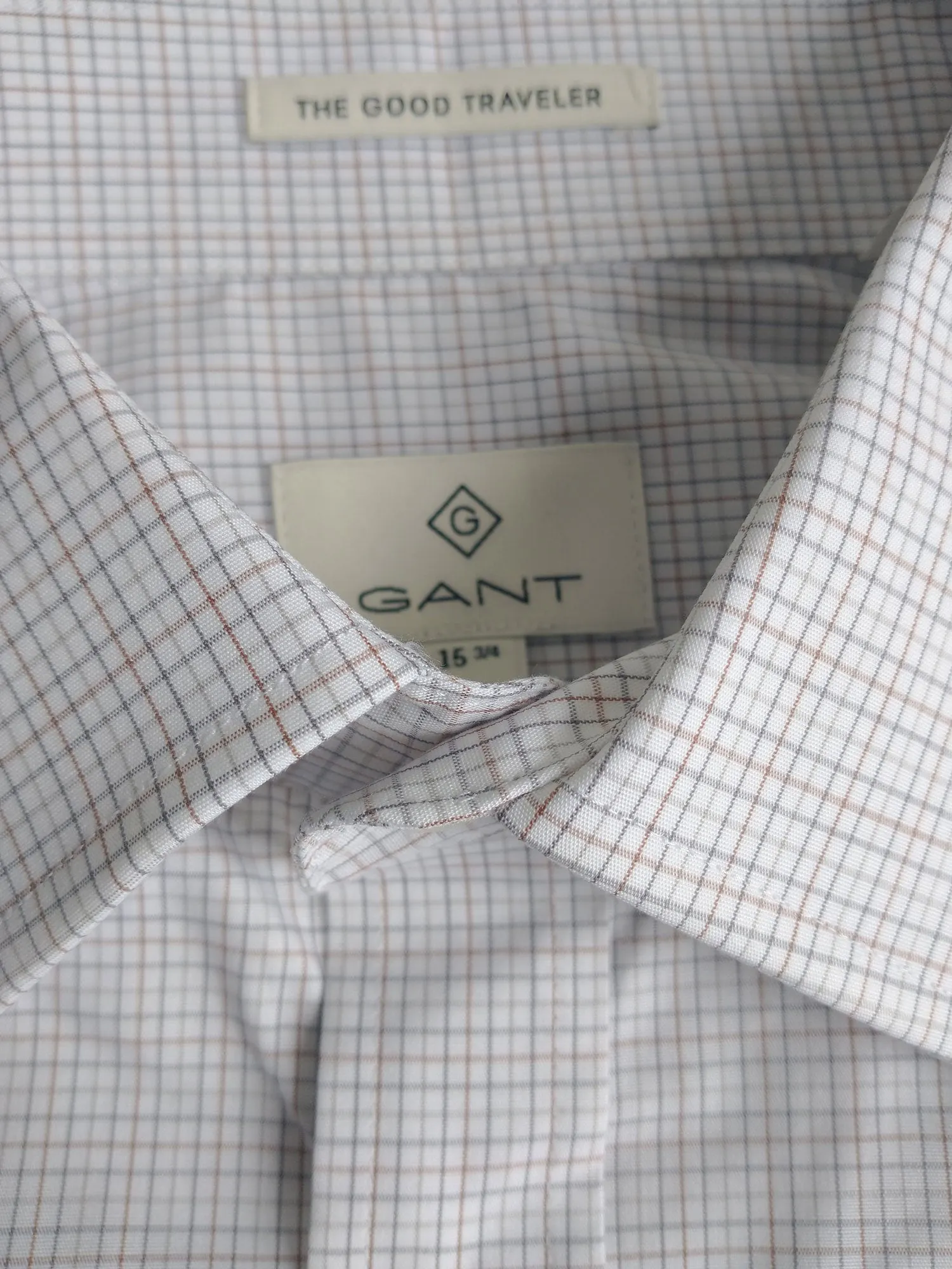 GANT DIAMOND G Men's Dark Camel Tattersall Check Fitted Shirt 383925 Size 39 NWT