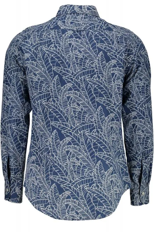 GANT Men's Indigo Leaf Print Fitted Shirt 331945 Size Medium NWT