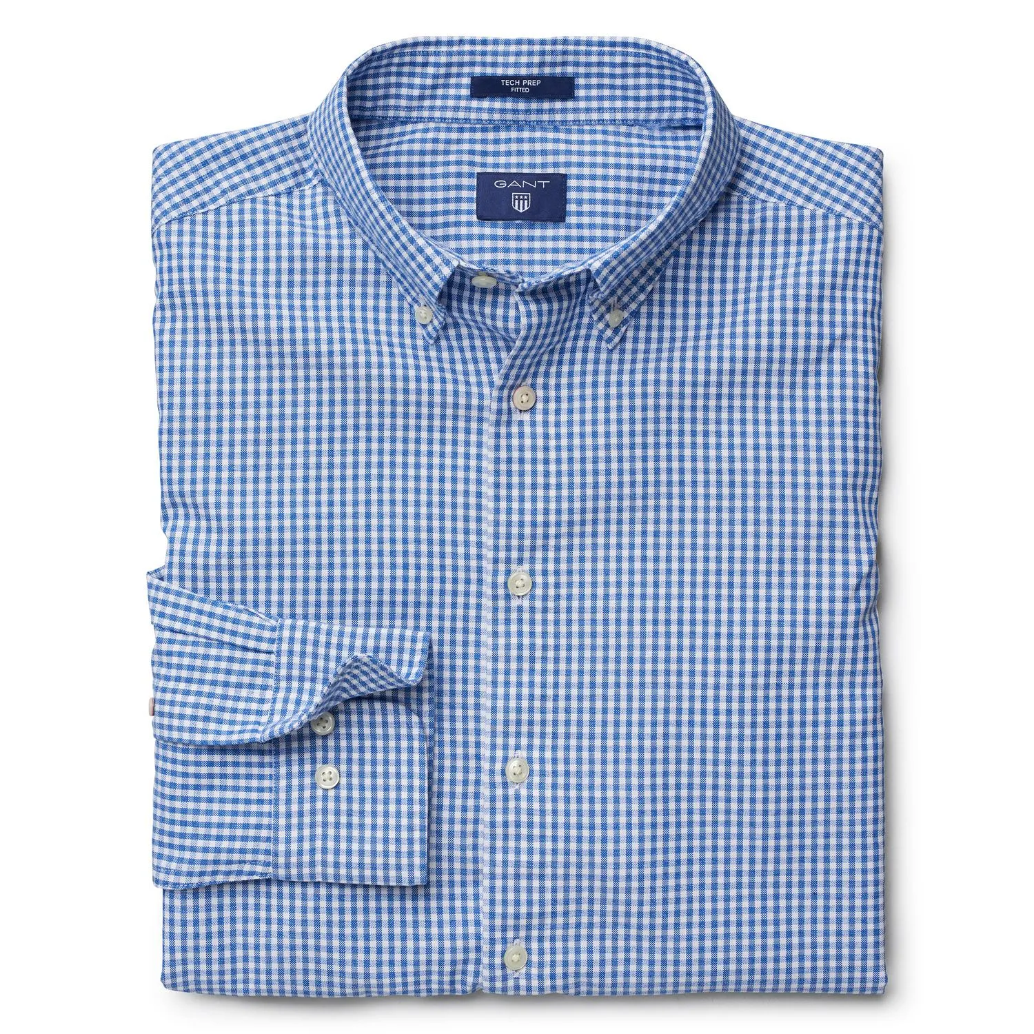 GANT Nautical Blue Tech Prep Check Fitted Button Down Shirt 331572 Size S NWT