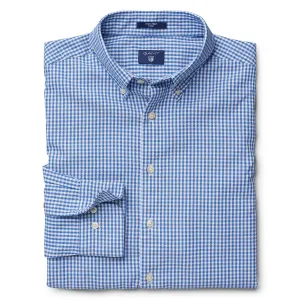 GANT Nautical Blue Tech Prep Check Fitted Button Down Shirt 331572 Size S NWT