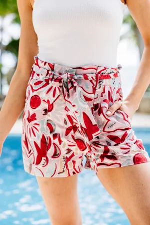 Get Their Attention Red Floral Shorts