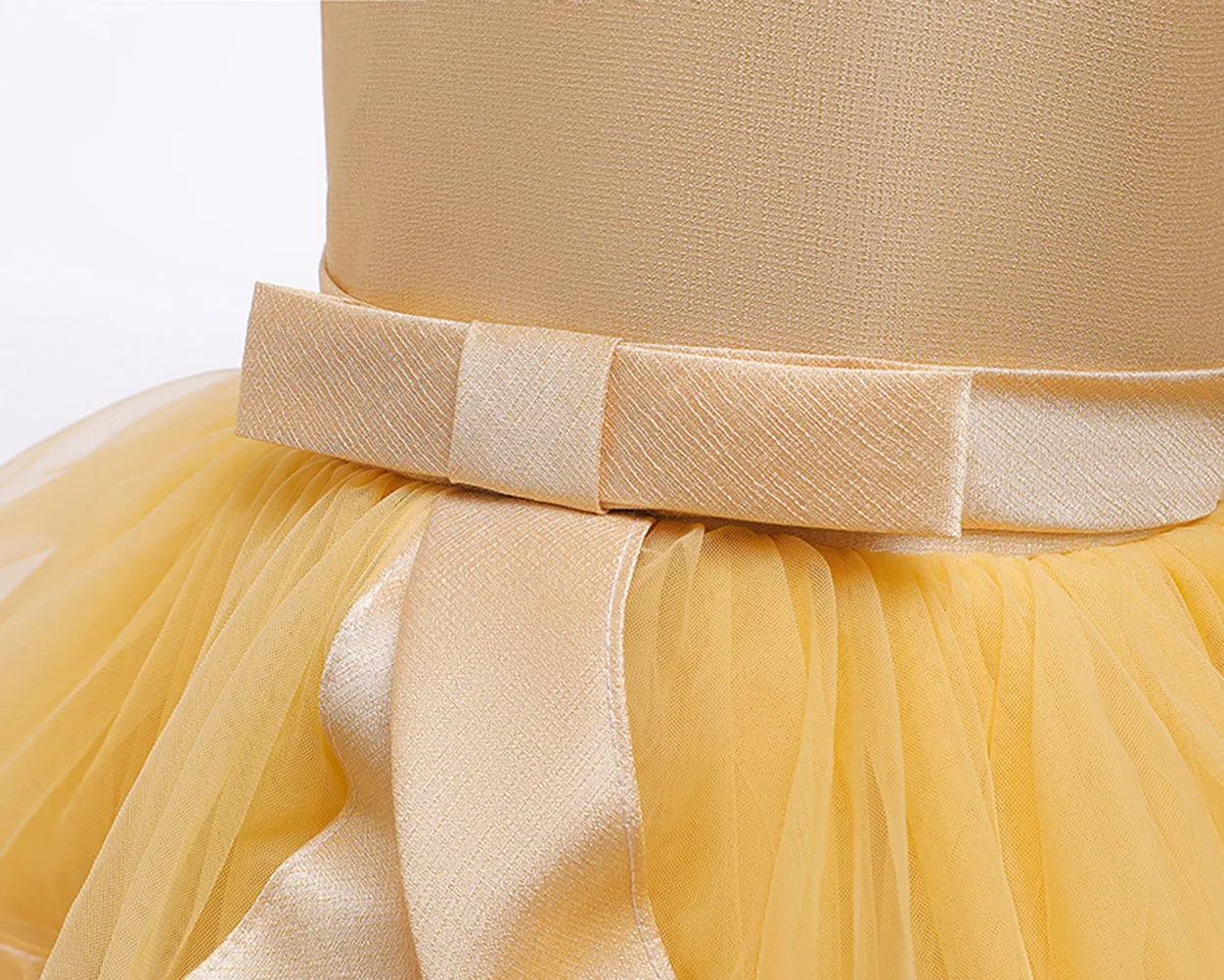 Girls Layered Knee-length Pearl Decor Birthday Party Dress