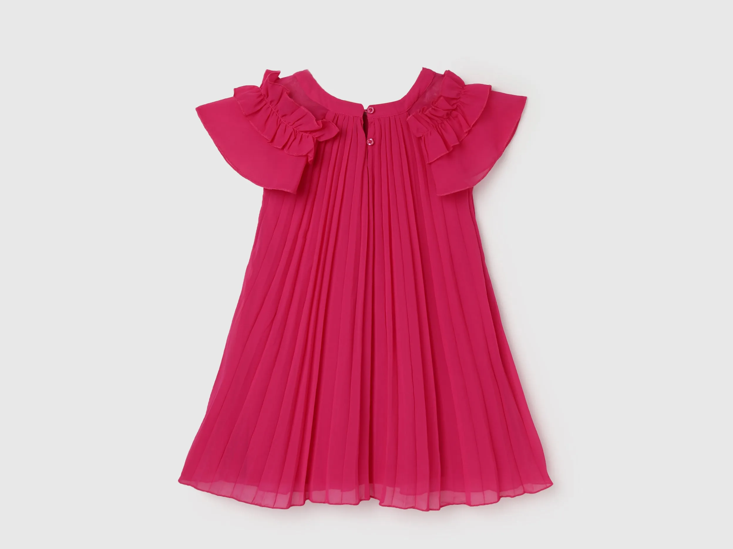 Girl's Regular Fit Round Neck Pleated Dresses