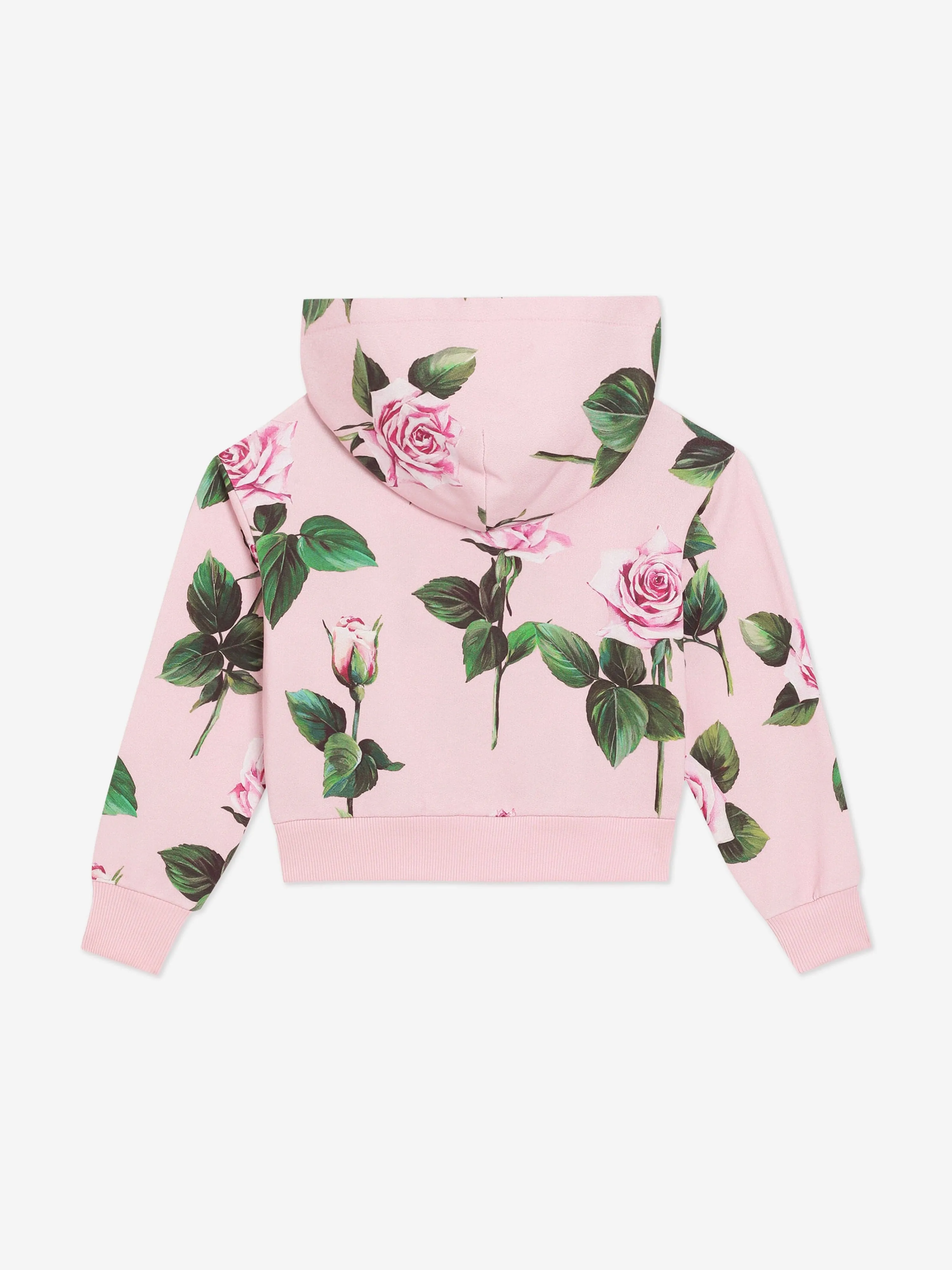 Girls Rose Print Zip Up Top in Pink