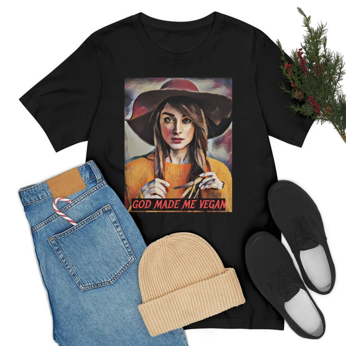 God made me Vegan Short Sleeve Tee