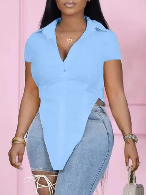 Gorgeousladie Solid Slit Shirt