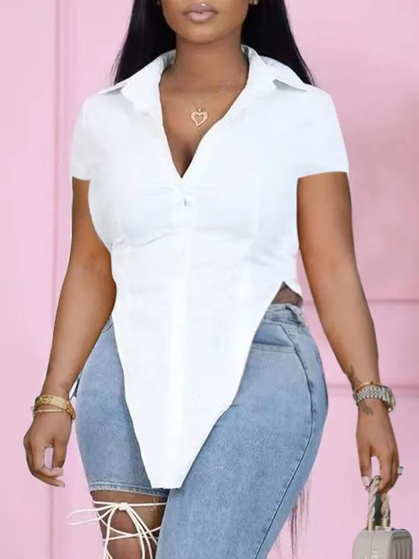 Gorgeousladie Solid Slit Shirt
