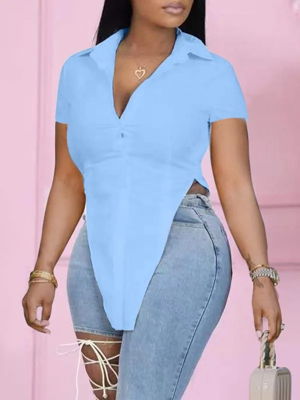 Gorgeousladie Solid Slit Shirt