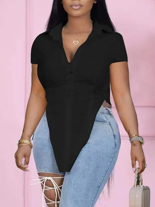 Gorgeousladie Solid Slit Shirt