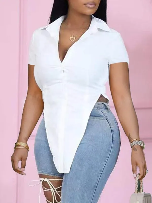 Gorgeousladie Solid Slit Shirt
