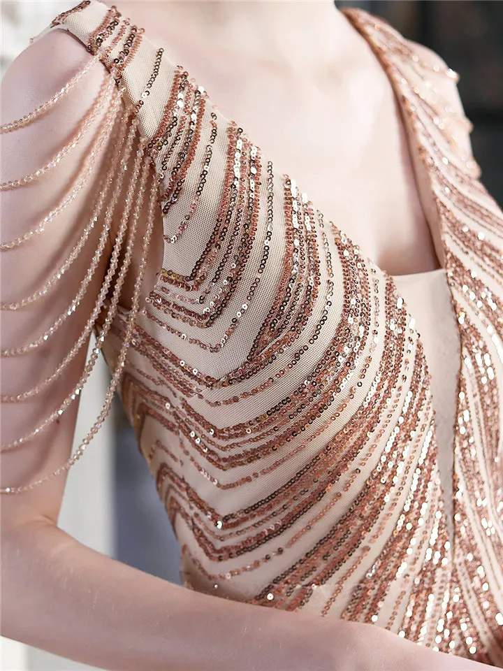 Graceful Sequins Fishtail Solid Color Sleeveless Evening Dresses