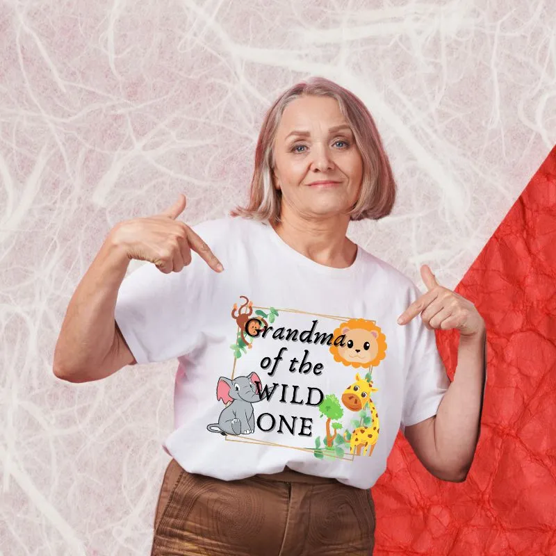 Grandma of the Wild One Jungle Theme First Birthday Matching Family T-Shirts